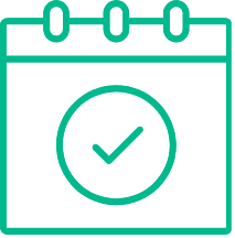 Calendar with checkmark — schedule confirmed